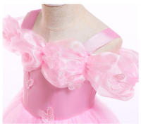 Girls Aurora Cosplay Costumes for Girls Pink Ball Gown Pagent Princess Elegent Shoulderless Long Dress Birthday Party Butterfly - details 8