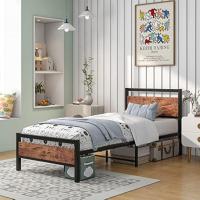 Marco de cama individual de metal con cabecera, mueble de dormitorio - details 5