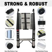 Escalera telescópica de 6,2 m con 2 ganchos, 15 peldaños, de aluminio, portátil, antideslizante, multiusos, capacidad de carga de 150 kg, EN131 - details 19