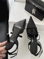 Sandalias Platas de Tacón Alto para Mujer Punta Afilada Francesa Diseño de Bolsa de lazo Viento de Cabeza Moda de Alta Noche - details 20