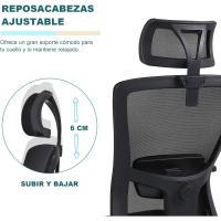 Silla Oficina con Reposacabezas y Reposabrazos Ajustables, Sillas Escritorio con Soporte Lumbar, Silla Ergonómica Escritorio para Despacho - details 7