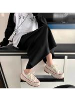 Zapatillas blancas de moda 2025 para mujer Estilo deportivo universitario con suela gruesa, ondas, destacado, pequeños zapatos de tela - details 4