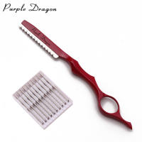 Navaja de Afeitar Profesional para Barbero Dragon Rojo Herramientas de Salón para Adelgazar Cabello con 10 Cuchillas Afiladas Z6100 - details 4