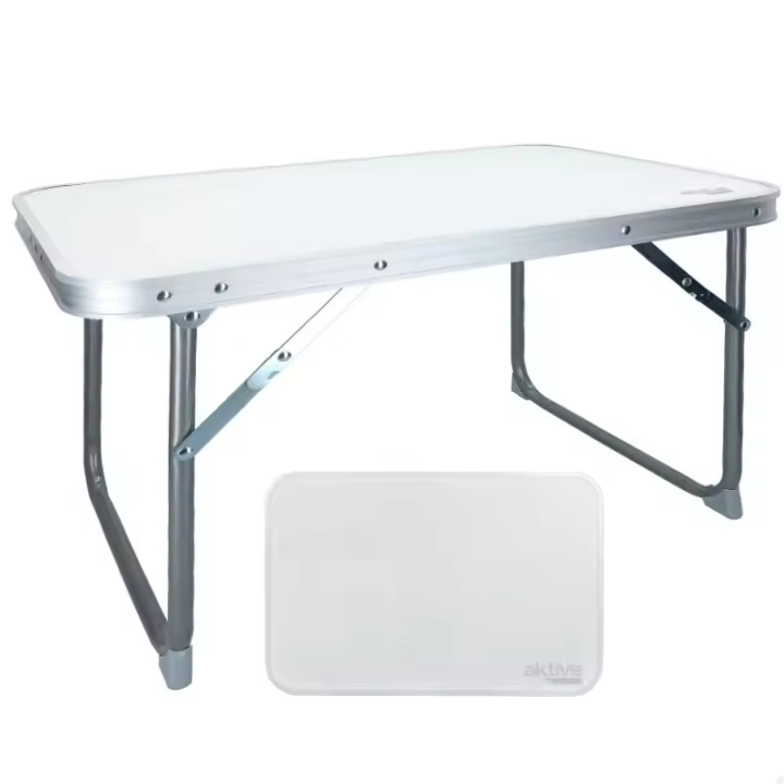 Mesa de Camping Plegable Blanco 60x40x40 cm Uso Exterior Patas Plegables Soporte 30 kg - 1