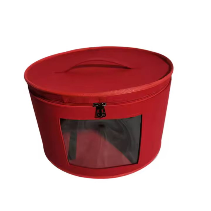 Organizador de cajas redondas de viaje para sombreros, bolsa de almacenamiento plegable con tapa a prueba de polvo, caja grande para sombreros, D - 1