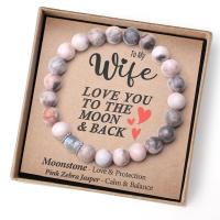 pulsera de piedra volcánica para hombre y mujer, brazalete de cuerda elástica, regalo para el Día del Padre, piedra lunar volcánica,Pulsera de regalo del Día de la Madre - details 9