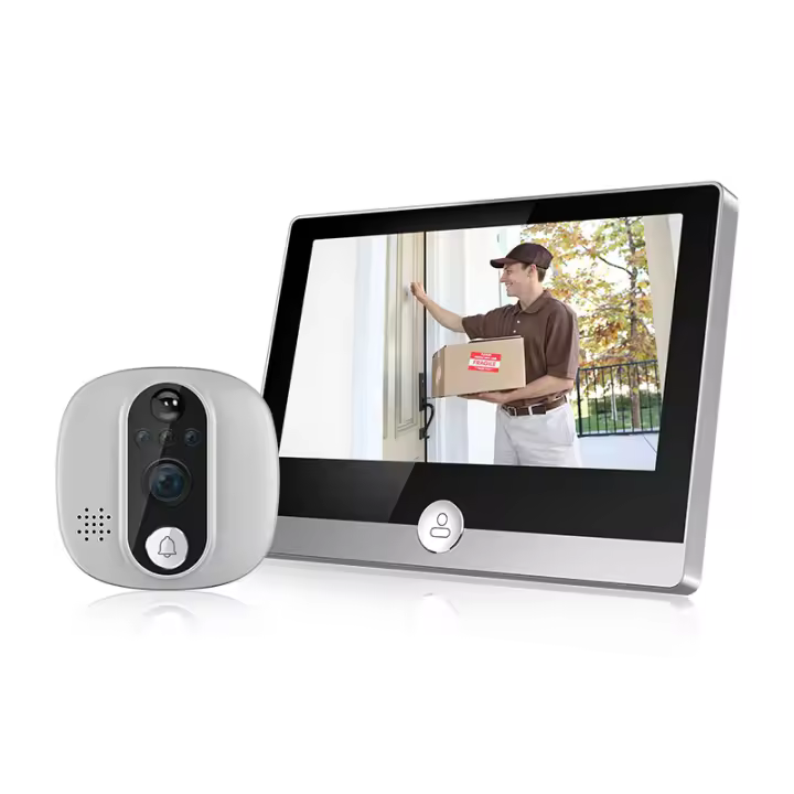 KAK Cámara de timbre Wifi de 4,3 pulgadas, mirilla de visor de puerta con gran angular de 170 grados, detección de movimiento PIR, visión nocturna, compatible con aplicación Tuya - 1