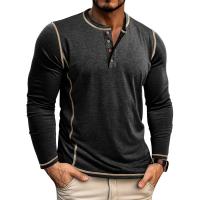 Sudadera de hombre Camiseta de manga larga de hombre Camisa Henley de hombre Top de cuatro botones - details 2