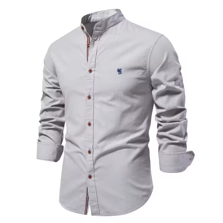 Camisa AIOPESON Para Hombre 100% Algodón De Calidad Superior Estilo Casual Manga Larga Color Sólido Primavera Y Otoño - 1