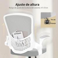 Silla de Escritorio Ergonómica con Soporte Lumbar Altura Ajustable, Reposabrazos Abatible, Para Oficina en Casa Gris - details 13
