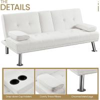 Sofá Cama Plegable de Poliéster 2 Plazas Soporte de Botella 167 X94 cm Max Capacidad 350 KG Gris - details 13