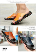 Nuevas sandalias de verano para hombre, zapatillas de playa de verano, sandalias de cuero genuino, zapatillas planas informales transpirables con agujeros - details 3