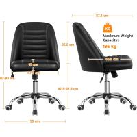 Giratoria Cuero PU Ergonómica Sin Reposabrazo con Ruedas Capacidad 136 KG Negro - details 3