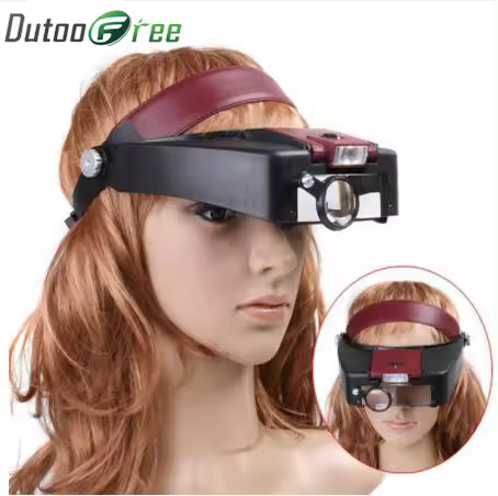 Lupa LED con diadema para lectura, gafas de aumento para casco de reparación artesanal, lupas dentales 1,0/1,5/3,5/10X - 1