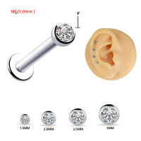 Starbeauty Anillos de Labios y Perforaciones en el Tragus 2Pcs Acero Surgical 18G Cz Gem Round Cartilage Earring Piercing estilo Monroe metal cubic zirconia - details 0