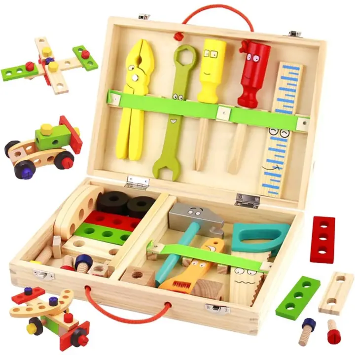 Caja de Herramientas de Juguete de Madera Excitant Juegos Educativos para Niños de 3 a 6 Años - 1