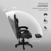 Gaming con Respaldo Ergonómico Inclinable y Altura Ajustable, Silla de Oficina con Soporte Lumbar, Acolchado y Reposapiés Extraíble, Negro, 58x66x114-124 cm - details 3
