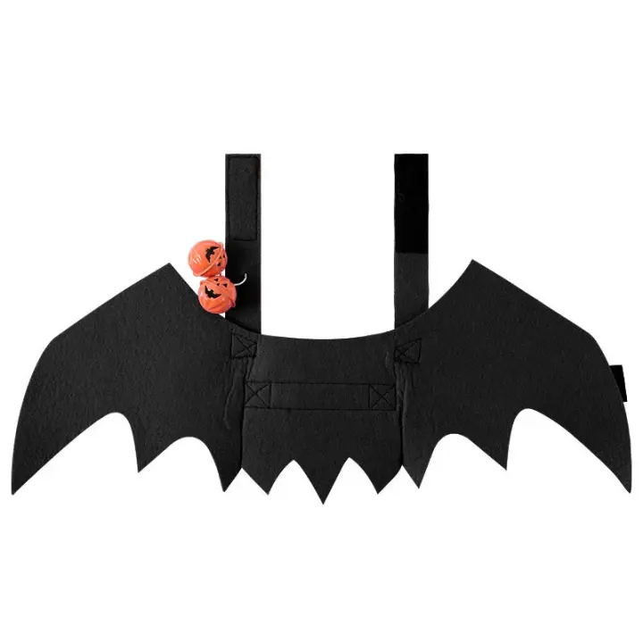 Arnés de alas de murciélago negro para mascotas, suministros de decoración para fiestas de Halloween, accesorios para perros - 1
