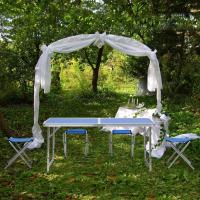 Mesa plegable, juego de 5 uds., mesa de Camping de aluminio de 120cm plegable con 4 taburetes, muebles de exterior, mesa de Picnic y silla portátil - details 7