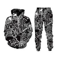 Nuevo conjunto de chándal con estampado de dibujos animados en 3d de Hip Hop para hombre y mujer, Sudadera con capucha y pantalones, conjuntos de 2 uds, ropa deportiva de moda, jersey para primavera y otoño - details 2