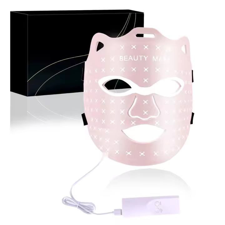 Terapia de luz roja para la cara, terapia de luz con máscara facial LED, máscara de terapia de luz roja de 7 colores, recargable, portátil, máscara facial LED para el hogar - 1