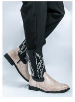 Botas vaqueras occidentales vintage bordadas altas clásicas Botas largas de moda para caballero - details 10