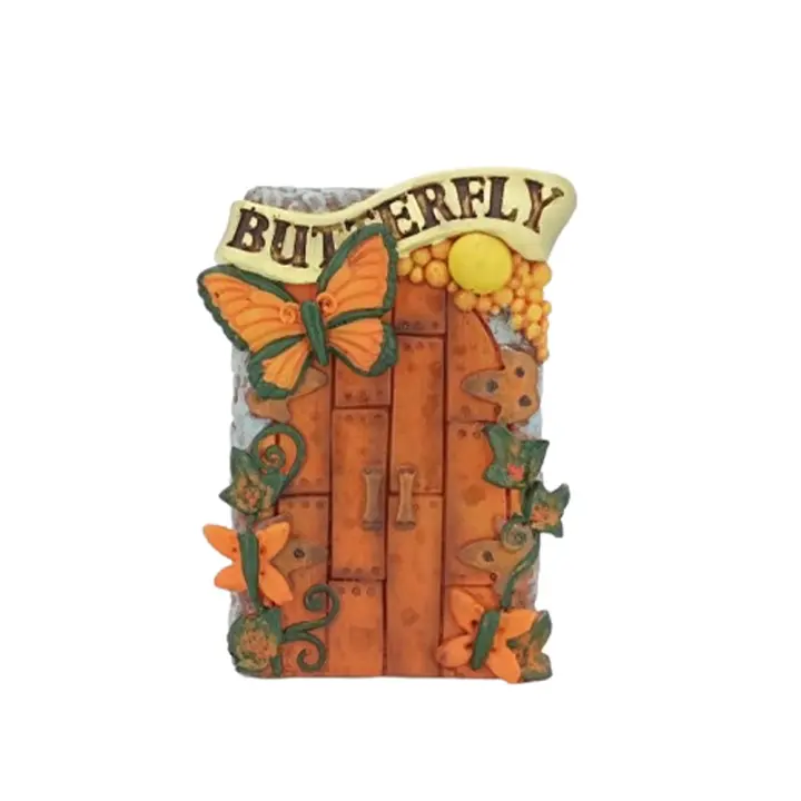 Figurita de puerta de hada elfo bonita y duradera, artesanías divertidas de resina, puerta de jardín en miniatura, puerta de hadas hecha a mano, jardín de hadas - 1