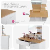 tocador de Maquillaje, Estilo Vintage, Espejo Giratorio, Taburete Acolchado, 4 cajones, Elegante, Muebles Dormitorio, tocador con Espejo, Espejo Maquillaje, tocadores de Maquillaje - details 33