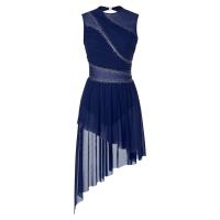 Elegante Traje de Patinaje de Hielo para Mujeres Leotardo de Ballet de Malla Transparente sin Mangas Traje de Baile Lírico Contemporáneo - details 91