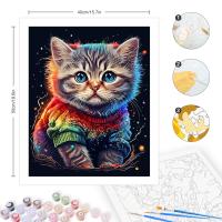 RUOPOTY Pintura al número 40x50cm Marco DIY para adultos principiantes Kit de arte de pared con gato perro imagen en números para decoración del hogar Material de lona estilo abstracto - details 1