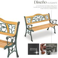 Banco de Jardín Exterior, Madera Lacada y Hierro Fundido, Diseño Elegante, Resistente y Estable, Patio y Terraza - Cruzado - details 13