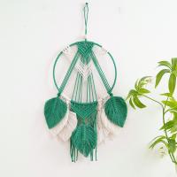 Atrapasueños Bohemio Tejido a Mano Cuerda de Algodón Verde con Flecos Hojas - details 2