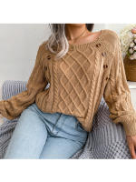 Suéter de punto con botones para mujer, Jersey holgado de manga larga, otoño, 2023 - details 24