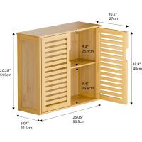 Armario de Baño de Pared con Puertas Muebles de Baño de Bambú Armario Colgante con Estante Ajustable Organizador de Almacenamiento de Ahorro de Espacio Sobre el Inodoro Blanco - details 19