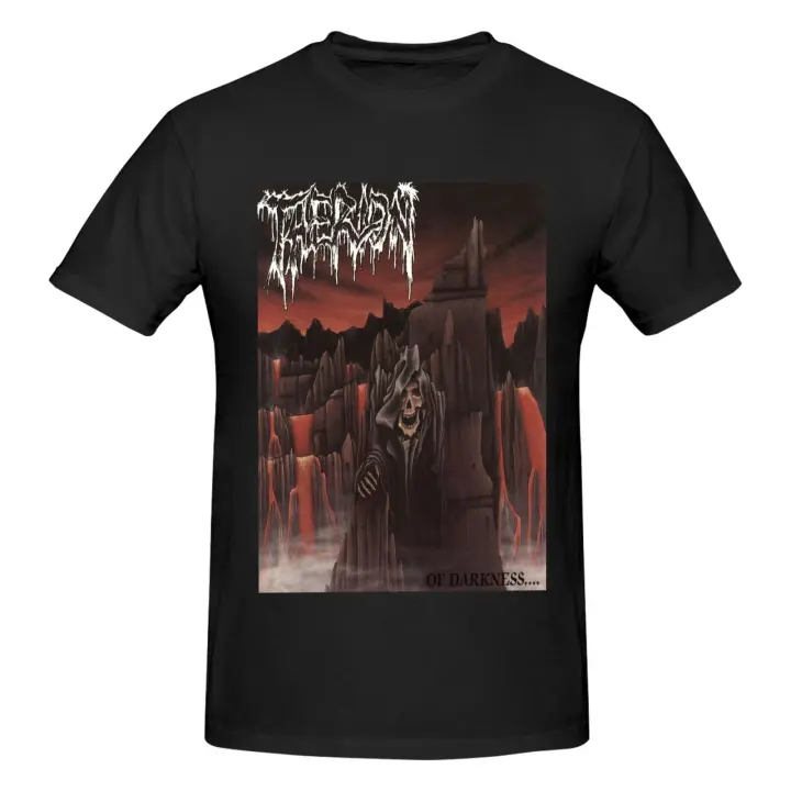 Camiseta de manga corta de algodón negro para hombre, camisa de Therion Of Darkness - 1