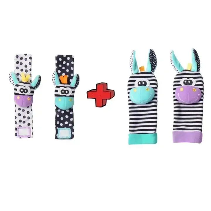 Sonajeros para bebes de 0 a 24 més, juguetes de Felpa suave, juego de sonajero de muñeca para pies, juguetes Educativos de desarrollo para recién nacidos de Diseños animados para Niños - 1