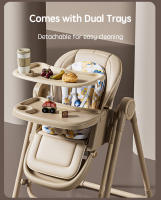 PANGDUBE Silla alta para bebé 2 en 1 para alimentar a bebé, mecedora para dormir, cuna para bebé, silla plegable para cenar con 4 ruedas, 2 cojines, 2 bandejas - details 3