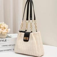 Bolso de Paja Tejido a Mano para Año Nuevo 2025 Patttern de Colmillo, Correa Ajustable, Cierre con Doble Llave, Lavable, Estilo Playero y Casual - details 5