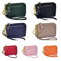 Cartera corta Retro con múltiples ranuras para tarjetas para mujer, cartera de mano con cremallera, monedero de Pu, carteras pequeñas de piel de vaca portátiles de Color sólido para fiesta - details 0