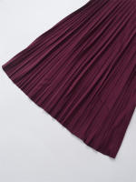 Falda Plisada de Cintura Alta para Mujer OUWU Medio Largo, Color Sólido, Negro y Rosa, Primavera y Otoño, Moda Nueva - details 5
