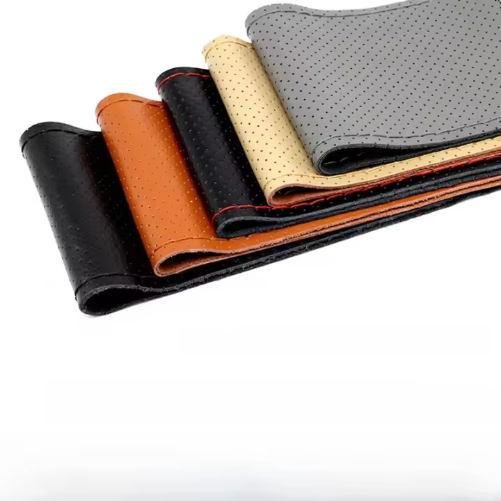 Cubierta trenzada para volante de coche, volante de coche de cuero de fibra Universal con agujas e hilo, accesorios interiores de coche - 1
