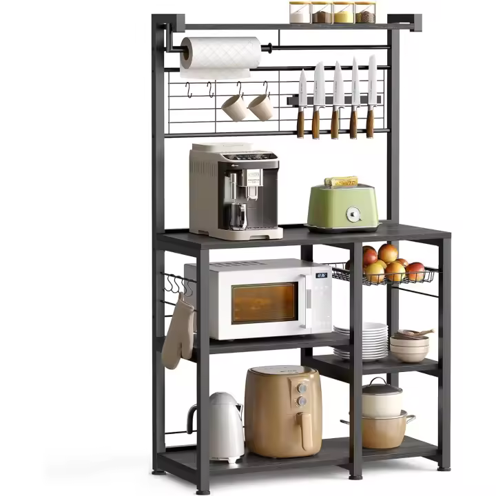 Soporte para Panadería, Isla de Cocina con Tira Magnética de Cuchillo, Cesta de Alambre, - 1