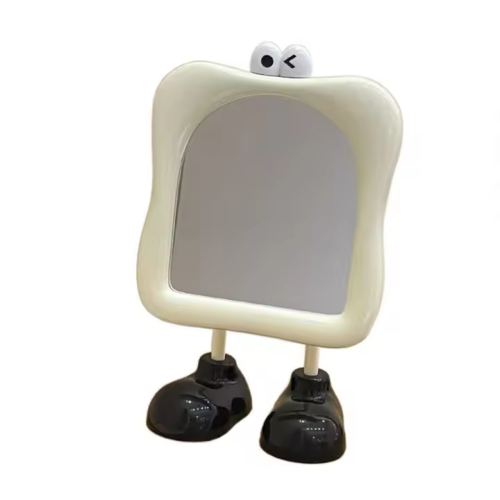 Espejo de maquillaje de ojos grandes de pie, adorno de pies grandes, espejos decorativos, soporte firme y resistente, mesa de espejos cosméticos divertidos - 1