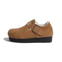 Zapatos de nieve de gamuza de suela gruesa de invierno de felpa para mujer para mulas al aire libre, zuecos de madera esponjosos suaves y cálidos para mujer - details 2