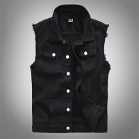 Moda Hombres Primavera Verano Otoño Denim Chaleco,Negro Casual Chalecos Chalecos,Chaleco de la Juventud de refrigeración Chalecos,Chaqueta de trabajo Chalecos - details 1