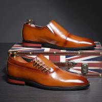 2021 zapatos casuales de cuero de grano completo de oficina de lujo con diseño antideslizante de piel de vaca para hombre - details 1