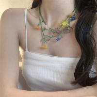 Collar de flores de resina hecho a mano, diseño minoritario de estilo coreano, pendiente colgante con cuentas, pendientes asimétricos con borlas de aleación, regalo de cumpleaños - details 7