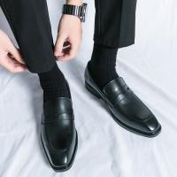 Mocasines de cuero simples para hombre, zapatos de negocios elegantes, moda Formal de lujo, zapatos casuales de oficina de un pie, color negro - details 6