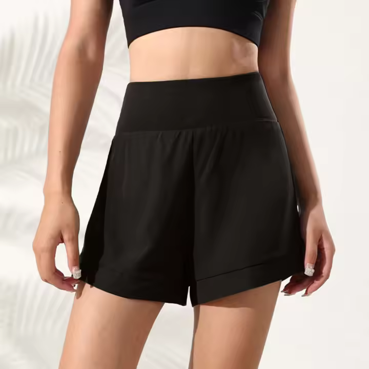 Pantalones cortos deportivos atléticos de cintura alta para mujer, Shorts deportivos de Color sólido para gimnasio, Yoga, entrenamiento, correr, bailar, Golf, tenis, con bolsillo - 1