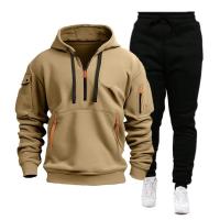 Conjunto de dos piezas para hombre, chándales informales, trajes deportivos para exteriores, sudaderas con capucha y pantalones para correr, Otoño e Invierno - details 2